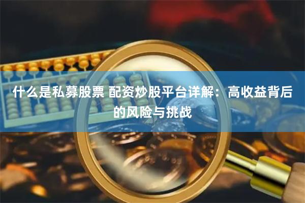 什么是私募股票 配资炒股平台详解：高收益背后的风险与挑战