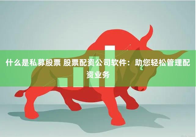 什么是私募股票 股票配资公司软件：助您轻松管理配资业务